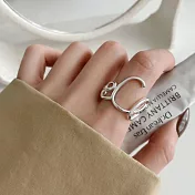 【水星記】幾何簡約曲線纏繞寬邊開口鍍銀食指戒(69015)