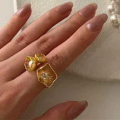 【素包包】幾何簡約鏤空珍珠花朵開口鍍銀食指戒(28020)