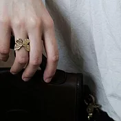 【素包包】幾何簡約蝴蝶自來開口鍍銀食指戒(60025) _金色