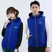 【遊遍天下】男女款防水防風無車縫保暖羽絨背心 2XL 藍色