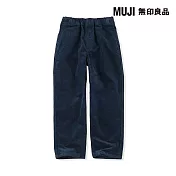 【MUJI 無印良品】兒童彈性燈芯絨寬鬆舒適褲 110 暗藍