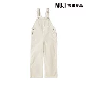 【MUJI 無印良品】兒童彈性燈芯絨吊帶褲 110 象牙白