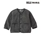 【MUJI 無印良品】幼兒刷毛開襟衫 80 墨灰
