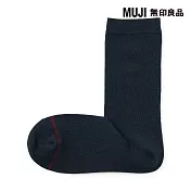 【MUJI 無印良品】女足口柔軟棉保暖直角襪23-25cm 暗藍