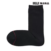 【MUJI 無印良品】女足口柔軟棉保暖直角襪23-25cm 黑色
