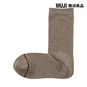 【MUJI 無印良品】女足口柔軟棉保暖直角襪23-25cm 灰棕