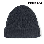 【MUJI 無印良品】不易刺癢美麗諾羊毛混針織帽55-59cm 墨灰