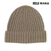【MUJI 無印良品】不易刺癢美麗諾羊毛混針織帽55-59cm 卡其