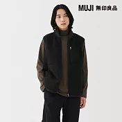 【MUJI 無印良品】男絨毛刷毛背心 S 黑色