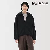 【MUJI 無印良品】女絨毛刷毛有領外套 S 暗藍
