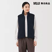 【MUJI 無印良品】女絨毛刷毛背心 S 暗藍
