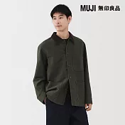 【MUJI 無印良品】男吉貝木棉混燈芯絨領工作外套 M 深綠