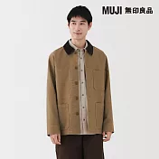 【MUJI 無印良品】男吉貝木棉混燈芯絨領工作外套 S 深米