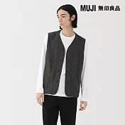 【MUJI 無印良品】男刷毛背心 M 墨灰