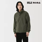 【MUJI 無印良品】男刷毛套衫 L 卡其綠