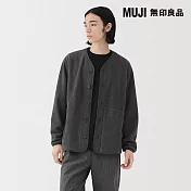 【MUJI 無印良品】男刷毛開襟衫 M 墨灰