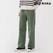 【MUJI 無印良品】女彈性燈芯絨舒適直筒褲 M 煙燻綠