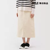 【MUJI 無印良品】女彈性燈芯絨窄版裙 XL 象牙白