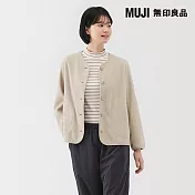【MUJI 無印良品】女刷毛開襟衫 S 粉米