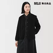 【MUJI 無印良品】女刷毛開襟衫 M 黑色