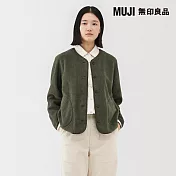 【MUJI 無印良品】女刷毛開襟衫 M 卡其綠