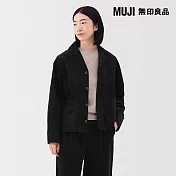 【MUJI 無印良品】女吉貝木棉混燈芯絨外套 M 黑色