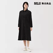 【MUJI 無印良品】女吉貝木棉混燈芯絨長袖洋裝 L 深棕