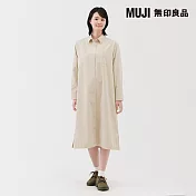 【MUJI 無印良品】女吉貝木棉混燈芯絨長袖洋裝 L 象牙白