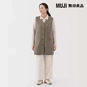 【MUJI 無印良品】女刷毛長版背心 S 摩卡棕