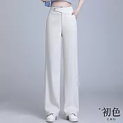 【初色】高腰直筒顯瘦垂墜感窄版長褲寬褲-共2色-31603(M-2XL可選) M 杏色