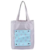 E.City_韓版圖案防潑水折疊單肩包購物袋 灰企鵝