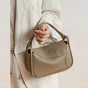 O-ni O-ni全新品精選優質頭層牛皮升級版大容量幾何大包包時尚經久耐用托特包(品質保證)(bag-6152) 大象灰色