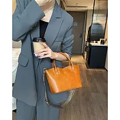 O-ni O-ni全新品精選優質頭層牛皮貝殼輕量級大容量百搭多功能托特包(品質保證)(bag-6153)  日落黃色