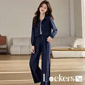 【Lockers 木櫃】時尚純色外套休閒套裝 L114100103 藏青色M