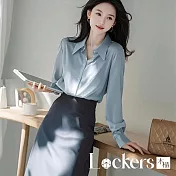 【Lockers 木櫃】通勤藍色襯衫裙套裝 L114100105 藍色M