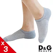 【D&G BEAUTY】條紋低口直角女襪3入(D404襪子 踝襪 隱形襪) 麻天藍22-25CM