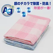 【BVD】銀纖維格子方巾單入(BT11003抑菌 消臭) 藍 34×34cm