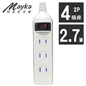 【Mayka明家】1開4插  附防塵蓋 延長線 2.7M 9呎 (SP-422-9)