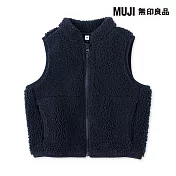 【MUJI 無印良品】幼兒絨毛刷毛背心 80 暗藍