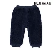【MUJI 無印良品】幼兒高腰絨毛刷毛休閒褲 80 暗藍