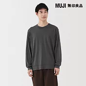 【MUJI 無印良品】男羊毛混天竺圓領長袖T恤 S 灰白