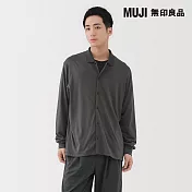 【MUJI 無印良品】男羊毛混天竺襯衫式開襟衫 S 灰白