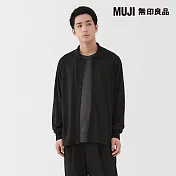 【MUJI 無印良品】男羊毛混天竺襯衫式開襟衫 S 黑色