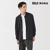【MUJI 無印良品】男羊毛混天竺襯衫式開襟衫 S 暗藍