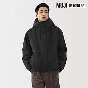【MUJI 無印良品】男防風撥水加工鋪棉連帽外套 S 黑色