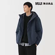 【MUJI 無印良品】男防風撥水加工鋪棉連帽外套 S 暗藍
