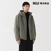 【MUJI 無印良品】男防風撥水加工鋪棉連帽外套 S 深摩卡棕