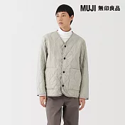 【MUJI 無印良品】男撥水加工蓬鬆鋪棉刺縫外套 S 淺灰