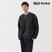 【MUJI 無印良品】男撥水加工蓬鬆鋪棉刺縫外套 S 黑色