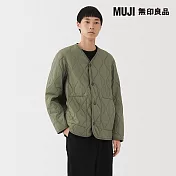 【MUJI 無印良品】男撥水加工蓬鬆鋪棉刺縫外套 S 卡其綠
